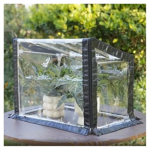 zklaseot Gartengewächshaus, Tragbares Mini-Gewächshaus Mit PVC-Abdeckung Und Edelstahlrohr, Blumenzelt-Unterstand Mit Reißverschlusstür, Für Drinnen Und Draußen(60x30x30~40cm) von zklaseot