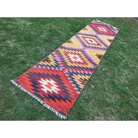 Handgewebter Kelim Teppich Läufer Vintage Deko Für Den Flur | 82cm X 322cm von zkrugs