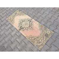 Handgewebter Oushak Wollteppich Kleiner Vintage Bad Teppich | 60cm X 140cm von zkrugs