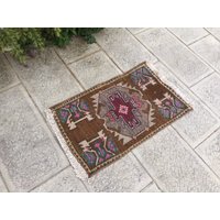 Handgewebter Teppich Aus Bio-Wolle Kleiner Boho | 48 X 83 cm Handgewebter Teppich Aus Bio-Wolle Kleiner Boho | 48 X 83 cm von zkrugs