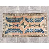 Handgewebter Vintage Oushak Teppich Kleine Fußmatte | 70 X 120 cm Handgewebter Vintage Oushak Teppich Kleine Fußmatte | 70 X 120 cm von zkrugs