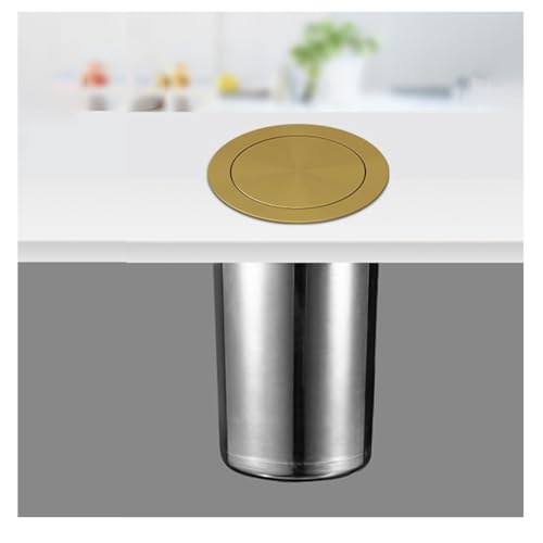 zktoermn Eingebauter Küchenschrank-Mülleimerdeckel, Müllschluckerdeckel aus Edelstahl 304, Küchenarbeitsplatten-Mülleimer mit Deckel, für Restaurant, Küche(Gold) von zktoermn