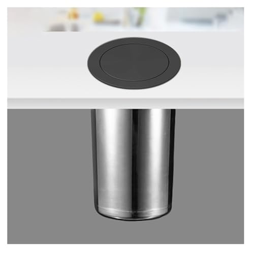 zktoermn Eingebauter Küchenschrank-Mülleimerdeckel, Müllschluckerdeckel aus Edelstahl 304, Küchenarbeitsplatten-Mülleimer mit Deckel, für Restaurant, Küche(Schwarz) von zktoermn
