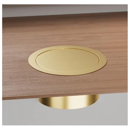 zktoermn Generischer Mülleimerdeckel, integrierter Deckel für den Mülleimer auf der Arbeitsplatte, gebürstete Oberfläche, eingebetteter Druckdeckel aus Edelstahl für die Arbeitsplatte(Gold,17cm) von zktoermn