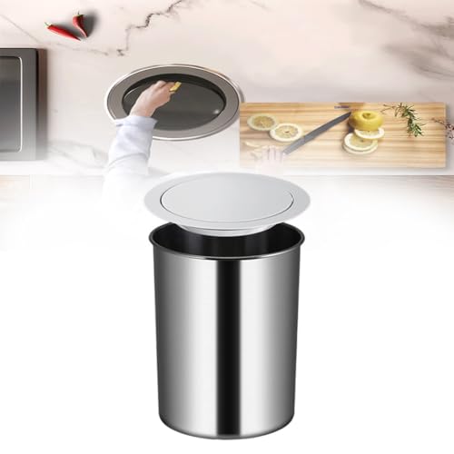 zktoermn Mülleimer aus Edelstahl für Küchenschränke, Mülleimerdeckel mit Schwingklappe, eingebauter Recyclingbehälter auf der Arbeitsplatte für Restaurants, Hotels, Büros und Schreibtische(Weiß,12L) zktoermn Mülleimer aus Edelstahl für Küchenschränke, Mülleimerdeckel mit Schwingklappe, eingebauter Recyclingbehälter auf der Arbeitsplatte für Restaurants, Hotels, Büros und Schreibtische(Weiß,12L) von zktoermn