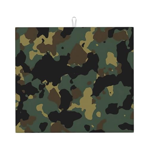 Camouflage Muster Druck Tischplatten-Trocknermatte Geschirrständer Unterlage Trockenunterlage Ultra saugfähig 40 x 45 cm von zkyfll