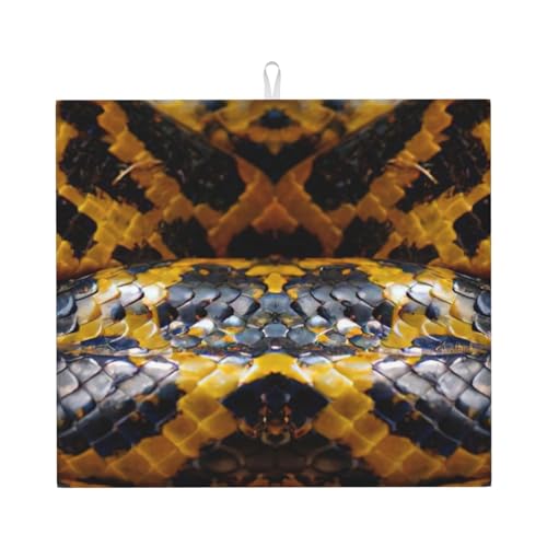 Gelbe Schlangen-Trockenmatte für Küchenarbeitsplatten, ultra-saugfähig, 40,6 x 45,7 cm von zkyfll