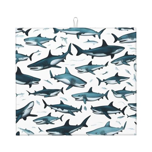 Haifisch-Trockenmatte für Küchenarbeitsplatten, ultra-saugfähig, 40,6 x 45,7 cm von zkyfll