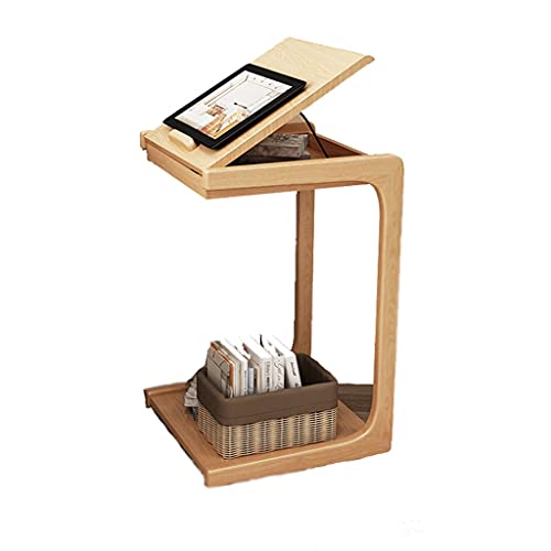 Couchtisch Couchtisch, C-förmiges Sofa Seitentisch, Mobiler Tisch Mit Bremsrollen Sofa Bett Nachttisch Mit 2-Schicht-Aufbewahrungsboxen Farbe Noc von zlw-shop