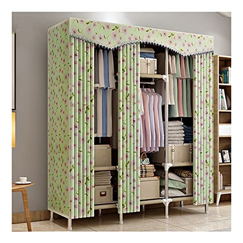 Tragbarer Schrank Stoffschrank Stahl Addressoren Verdicken Doppeltuch Verstärktes Doppeltuch Einfache Stahl Montage Oxford Locker Hängen Schrank (L50.4"×D17.7"×H67.7") Kombi-Stanzmaschine von zlw-shop