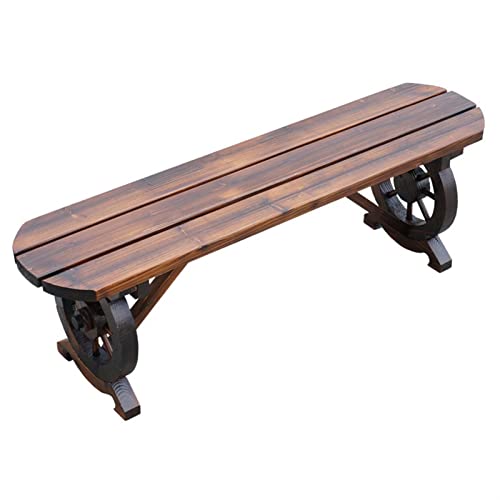 zlw-shop 100/120 cm Porch Bench Holzbank karbonisierte Bank in Form eines Stuhls Sessel Sessel Sitz Oval Pastoral Stil Zweisitzer Bank für den Außenbereich (Size : 120cm) von zlw-shop