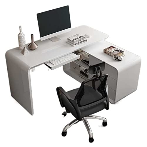 zlw-shop Moderner stilvoller multifunktionaler PC-Schreibtisch, weißer Ecktisch mit Bücherregalen und Schubladen, Laptop-Arbeitsplatz, Schreibtisch mit Tastaturablage zlw-shop Moderner stilvoller multifunktionaler PC-Schreibtisch, weißer Ecktisch mit Bücherregalen und Schubladen, Laptop-Arbeitsplatz, Schreibtisch mit Tastaturablage von zlw-shop