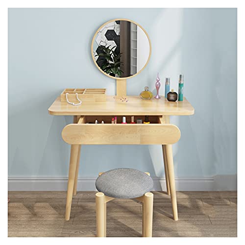 zlw-shop Schminktisch Schminktisch Set mit Spiegel und 1 Schublade, Schminktisch, Schreibtisch und gepolsterter Hocker für Mädchen, Schlafzimmer für Damen, Kosmetiktisch von zlw-shop