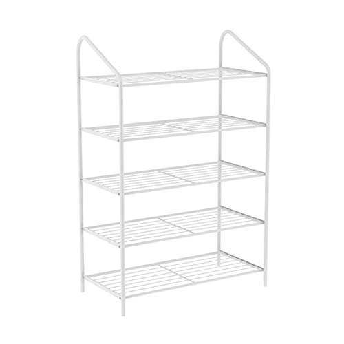zlw-shop Schuhregal 5 Tier Große Kapazität Metal Storage ShelvesMultiPurpose Schuhe Halten Kleidung Handtücher Elektronische Und Andere Schuhhalter (Color : White) von zlw-shop