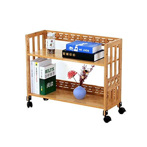 zlw-shop Vintage Bücherregal Bücherregal mit Rädern Bambus Bookshelf Einfache CD Rack Audio Rack Regal Schrank für Lagerung Klein Bookshelf 22,44 Zoll Hoch Bücherregal (Size : C) von zlw-shop
