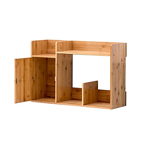 zlw-shop Vintage Bücherregal Desktop kleines Bücherregal Office Document Magazine Rack Bedroom Beachshelf Bambus Schrank mit Tür 16,14 Zoll Höhe Bücherregal (Size : B-70) von zlw-shop