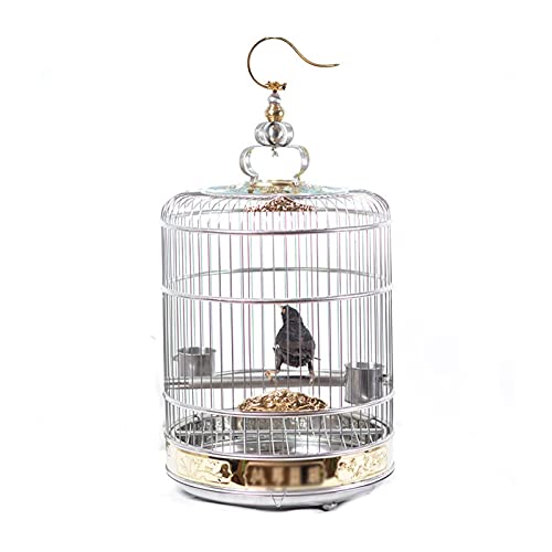 zlw-shop Vogelkäfig Deluxe Edition aus reinem Edelstahl Vogelkäfig Big Brother Cage Thrush Große Papagei Starling Round Bird Cage Voliere Käfig (Size : 36CM) von zlw-shop