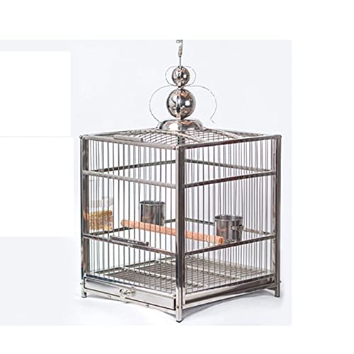 zlw-shop Vogelkäfig Myna Großer Edelstahl Vogelkäfig Budgerigar Cage Black Cockatiel Peony Parrot Cage Square for Cockatiels, Finken Voliere Käfig (Color : B) von zlw-shop