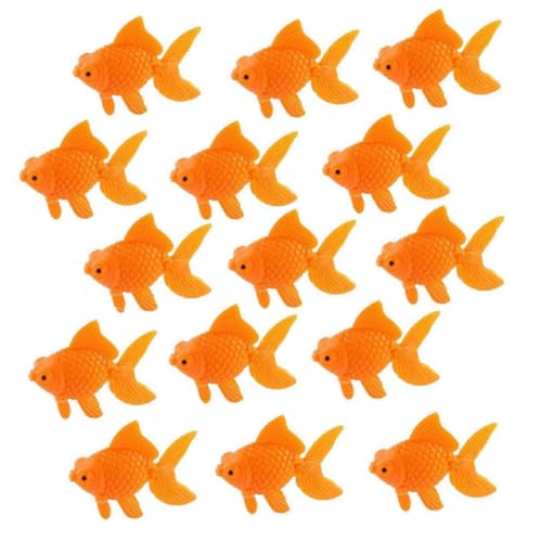 zmgmsm 15 Stück Künstliche Fische Aquarium Brunnen Goldfisch Kunststoff Fisch Realistische Künstliche Aquarium Fisch Deko Bewegungs Schweben Orange Goldfisch Gefälschte Fisch Ornament Dekorationen von zmgmsmh