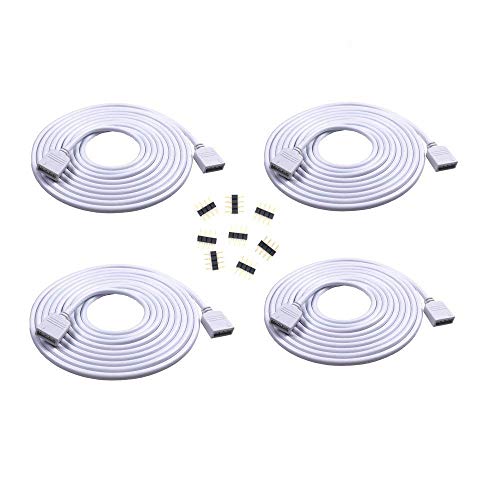 4pcs/pack Weiß 1m LED RGB-Strip 4 pin, LED Verlängerungskabel LED Streifen Verbinder Verlängerung Anschluss Verteiler Kabel für 4 polig RGB 5050 3528 2835 LED Streifen Licht von HUABLUE