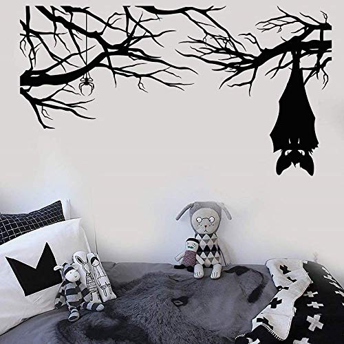 105X57Cm Vinyl Wandtattoo Cartoon Gothic Spinne Fledermaus Zweig Halloween Aufkleber Zuhause Wohnzimmer Fenster Aufkleber von znaow