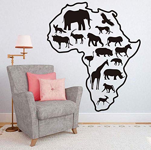 Wohnzimmer Wandaufkleber Afrikanische Safaritiere Afrika Karte Abnehmbare Selbstklebende Vinyl Kunst Aufkleber Tapete Dekoration 68 Cm * 58 Cm von znaow