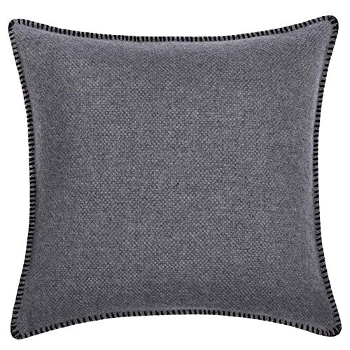 Must Stitch Too-Kissenbezug – mit Häkelstich – edle, weiche Sofa-Kissenhülle aus reiner Schurwolle – 40x40 cm – 980 black – von ’zoeppritz since 1828’ von 'zoeppritz since 1828'