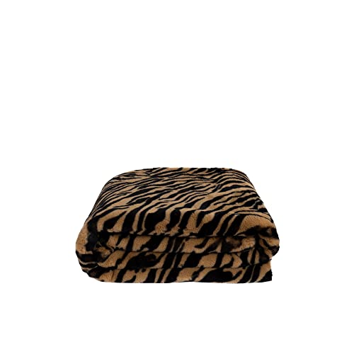 Reborn Tiger Decke – Doubleface Kunstfell Kuscheldecke – Flauschige und luxuriöse Fellimitat-Decke mit Baumwoll Innenseite - 140x190 cm – 820 Caramel – von ’zoeppritz since 1828’ von 'zoeppritz since 1828'