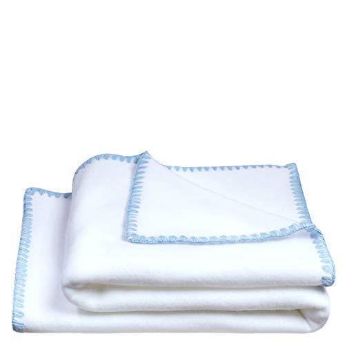 Soft-Fleece Baby-Decke – Polarfleece-Schmuse-Decke mit Muschel-Häkelstich – flauschige Baby-Kuscheldecke – 80x100 cm – 520 azur – von ’zoeppritz since 1828’ von 'zoeppritz since 1828'