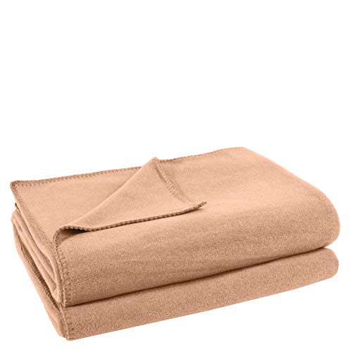 Soft-Fleece-Decke – Polarfleece-Decke mit Häkelstich – flauschige Kuscheldecke – 110x150 cm – 040 sand – von 'zoeppritz since 1828', 103291-040-110x150 von 'zoeppritz since 1828'