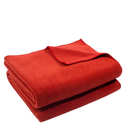 Zoeppritz Soft-Fleece-Decke Polarfleece-Decke mit Häkelstich, flauschige Kuscheldecke, Farbe: 290 rust, Maße: 160x200 cm, 103291-290-160x200 von 'zoeppritz since 1828'