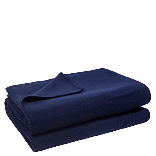 Soft-Fleece-Decke – Polarfleece-Decke mit Häkelstich – flauschige Kuscheldecke – 180x220 cm – 595 dark marina - von ’zoeppritz since 1828’ von Zoeppritz Since 1828