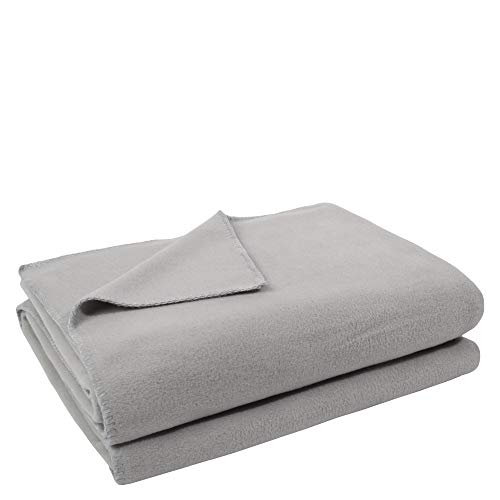 Soft-Fleece-Decke – Polarfleece-Decke mit Häkelstich – flauschige Kuscheldecke – 180x220 cm – 920 light grey mel. - von ’zoeppritz since 1828’ von 'zoeppritz since 1828'