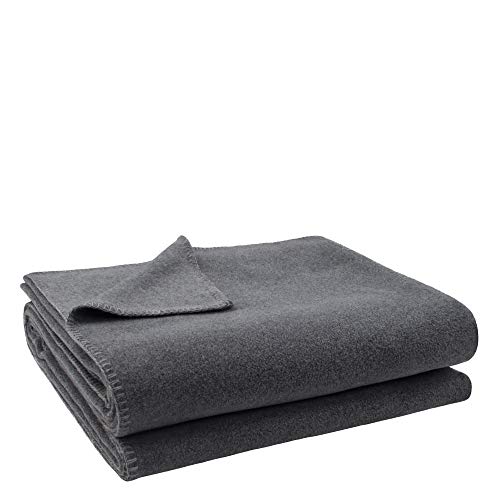 Soft-Fleece-Decke – Polarfleece-Decke mit Häkelstich – flauschige Kuscheldecke – 180x220 cm – 940 medium grey mel. - von ’zoeppritz since 1828’ von 'zoeppritz since 1828'