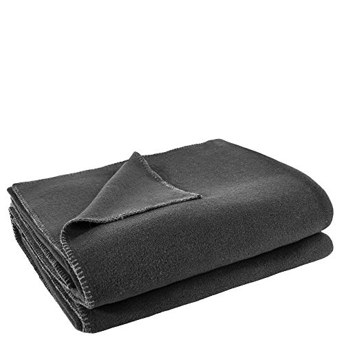 Soft-Fleece-Decke – Polarfleece-Decke mit Häkelstich – flauschige Kuscheldecke – 180x220 cm – 960 anthracite mel. – von ’zoeppritz since 1828’, 960 Athracite Melange von Zoeppritz Since 1828