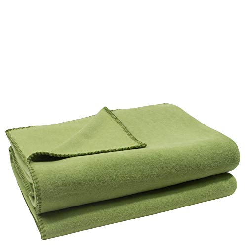 Soft-Fleece-Decke – Polarfleece-Decke mit Häkelstich – flauschige Kuscheldecke – 220x240 cm – 650 green - von ’zoeppritz since 1828’ von zoeppritz since 1828'