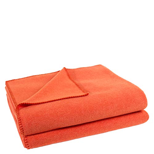 Soft-Fleece-Decke – Polarfleece-Decke mit Häkelstich – flauschige Kuscheldecke – 110x150 cm – 265 papaya – von ’zoeppritz since 1828’ von Zoeppritz Since 1828