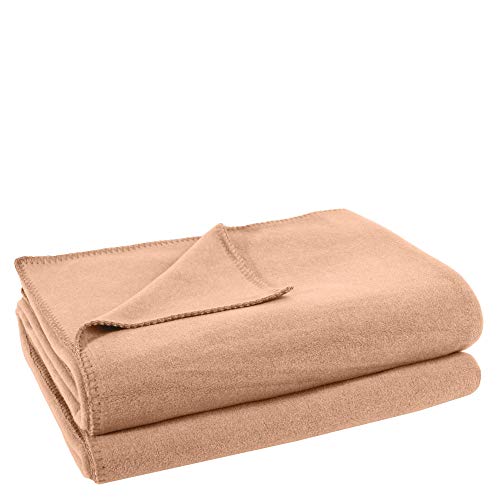 Soft-Fleece-Decke – Polarfleece-Decke mit Häkelstich – flauschige Kuscheldecke – 180x220 cm – 040 sand - von ’zoeppritz since 1828’ von 'zoeppritz since 1828'