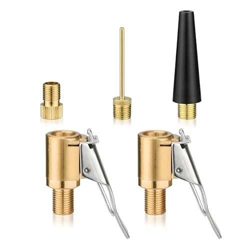 zoerbufan 5 Stück Multifunktionales Valve Adapter Set – Kompatibel mit Bosch EasyPump, Messing Reifen Ventil Luftpumpe Clip für Reifenventile mit Ventilgewinde, Fahrräder und Bälle von zoerbufan