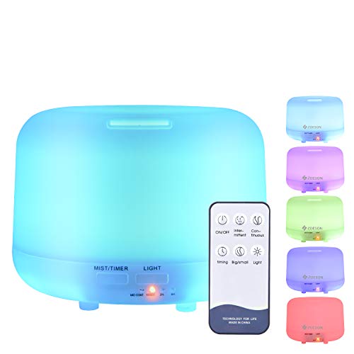 ZOESON Diffusor Aromatherapie, Aroma Diffuser mit 7 Farben LED, BPA-Frei für ätherische öle, luftbefeuchter ultraschall für Schlafzimmer (300ML) von zoeson