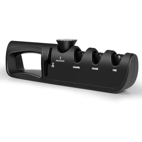 Messerschärfer,4-in-1Messerschleifer,Professioneller,Manueller,6 Stufen Verstellbar Messerschärfer,Honen und Polieren,Ergonomisches Messer Schärfen von zoeyzoey