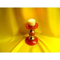 Vintage Red Catalin Lava Flow Kerzenhalter - Sammlerstück Büro Dekor von zografa