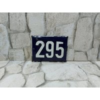 Vintage Schild Hausnummer 295, Blau-Weiß Emaille Metallschild, Türnummer, Straßenschild Emailliertes Porzellan, Garagentürnummer von zografa