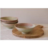 2Er-Set Keramik-Servierschalen, Abendsuppen-Set, Rustikale Grün/Braune Keramikschalen, Geschirr-Set von zoharshaham