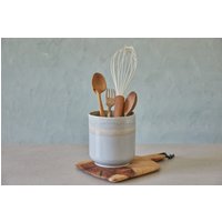 Keramik Grau Und Stoney Utensilienhalter, Utensilienglas, Messer Löffel Halter, Vorratsdose, Steingutvase, Küchenutensilientopf von zoharshaham