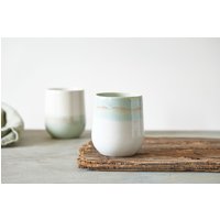 Set Von Zwei Großen Türkisfarbenen Keramik Tassen Ohne Griffen, 14 Unzen Kaffeebecher, Xl Teetassen Set, Einzigartige Marmorierte von zoharshaham