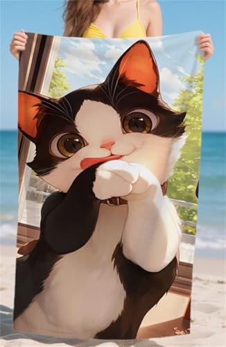 Microfaser Badetuch Karikatur Strandtuch Katze Strandtuch Kinder Strandhandtuch 76x152cm Badetuch Strand Leicht Saugfähig Strandtücher Schnelltrocknendes Handtuch Reisehandtuch Sandfrei Strand bz-618 von zohjlinwq