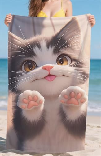 Microfaser Badetuch Karikatur Strandtuch Katze Strandtuch Kinder Strandhandtuch 90x160cm Badetuch Strand Leicht Saugfähig Strandtücher Schnelltrocknendes Handtuch Reisehandtuch Sandfrei Strand bz-616 von zohjlinwq