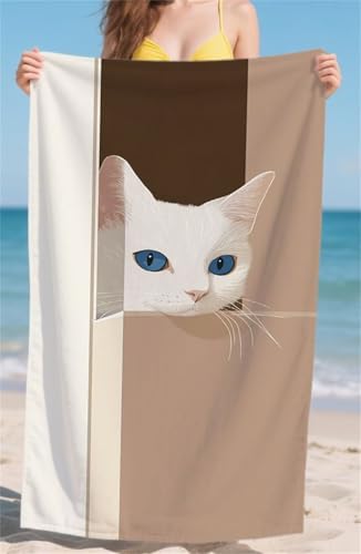 Microfaser Badetuch Niedlich Strandtuch Katze Strandtuch Kinder Strandhandtuch 90x160cm Badetuch Strand Leicht Saugfähig Strandtücher Schnelltrocknendes Handtuch Reisehandtuch Sandfrei für Sport bz624 von zohjlinwq