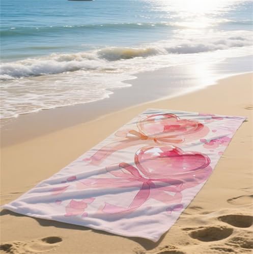 Microfaser Badetuch Rosa Strandtuch Herz Strandtuch Kinder Strandhandtuch 90x160cm Badetuch Strand Leicht Saugfähig Strandtücher Schnelltrocknendes Handtuch Reisehandtuch Sandfrei Strand Sport bz-540 von zohjlinwq